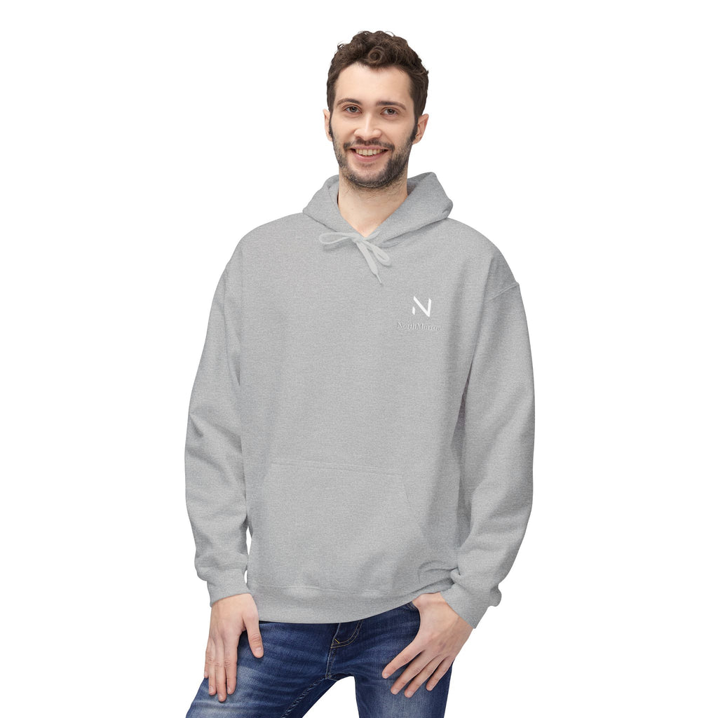 front view Man wearing a gray hoodie
