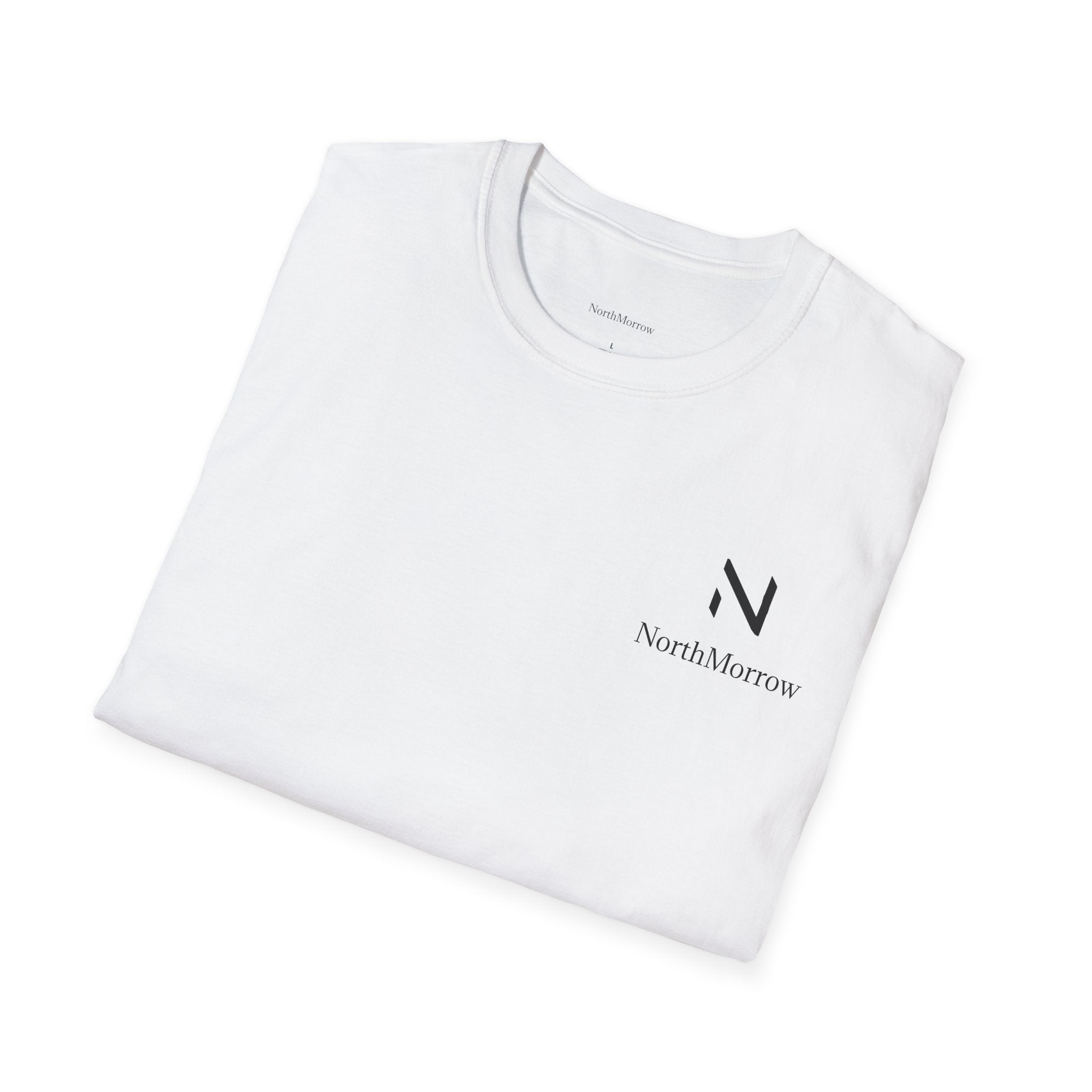folded White t-shirt with 'NorthMorrow' logo 