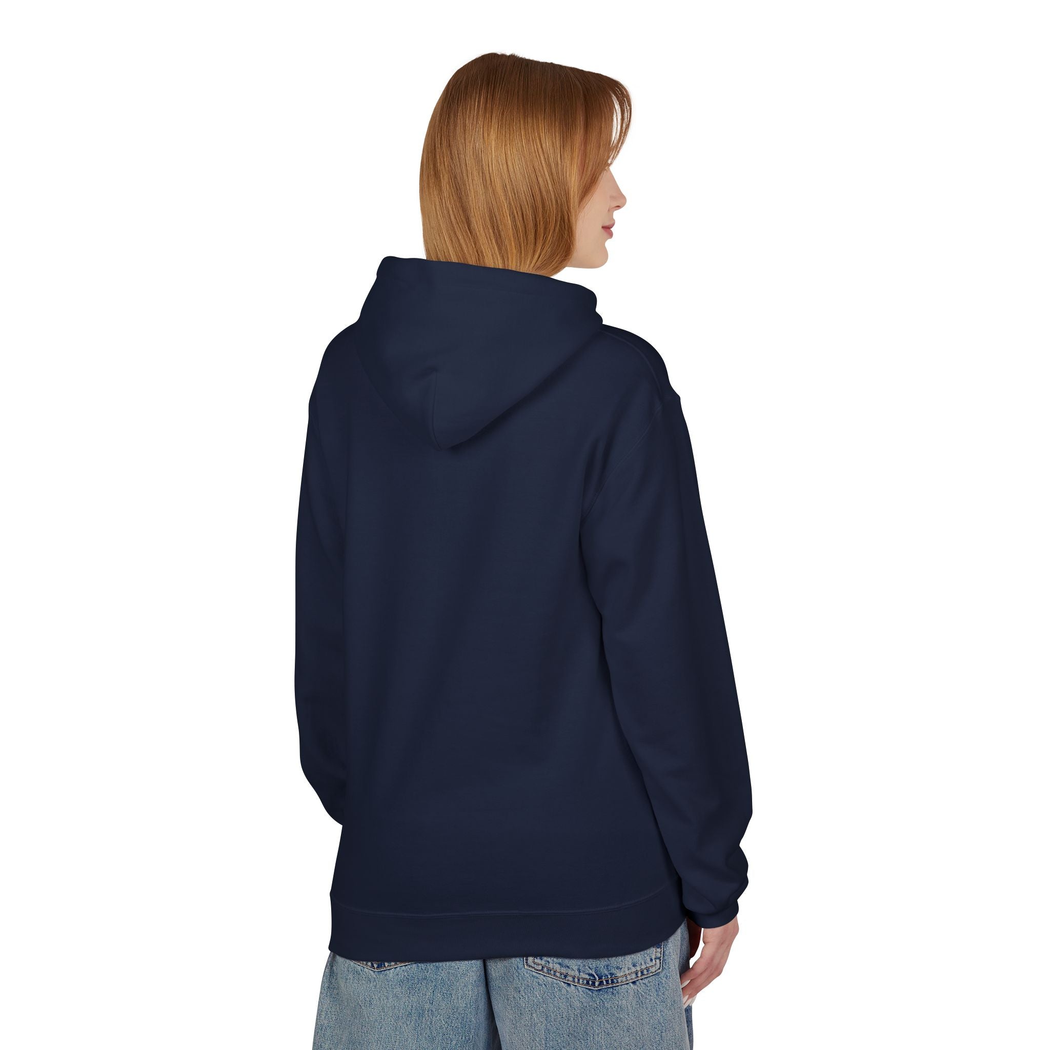 another back view of the navy hoodie