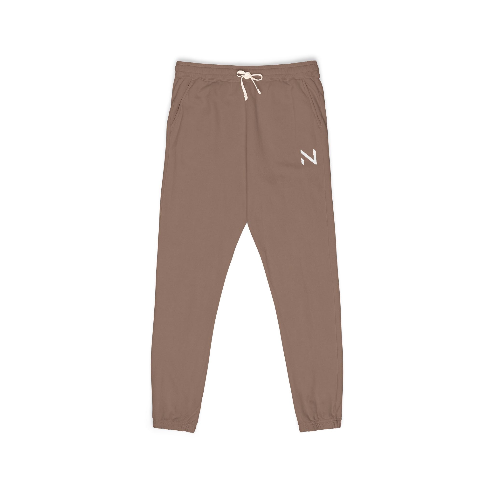 espresso Brown sweatpants with a logo
