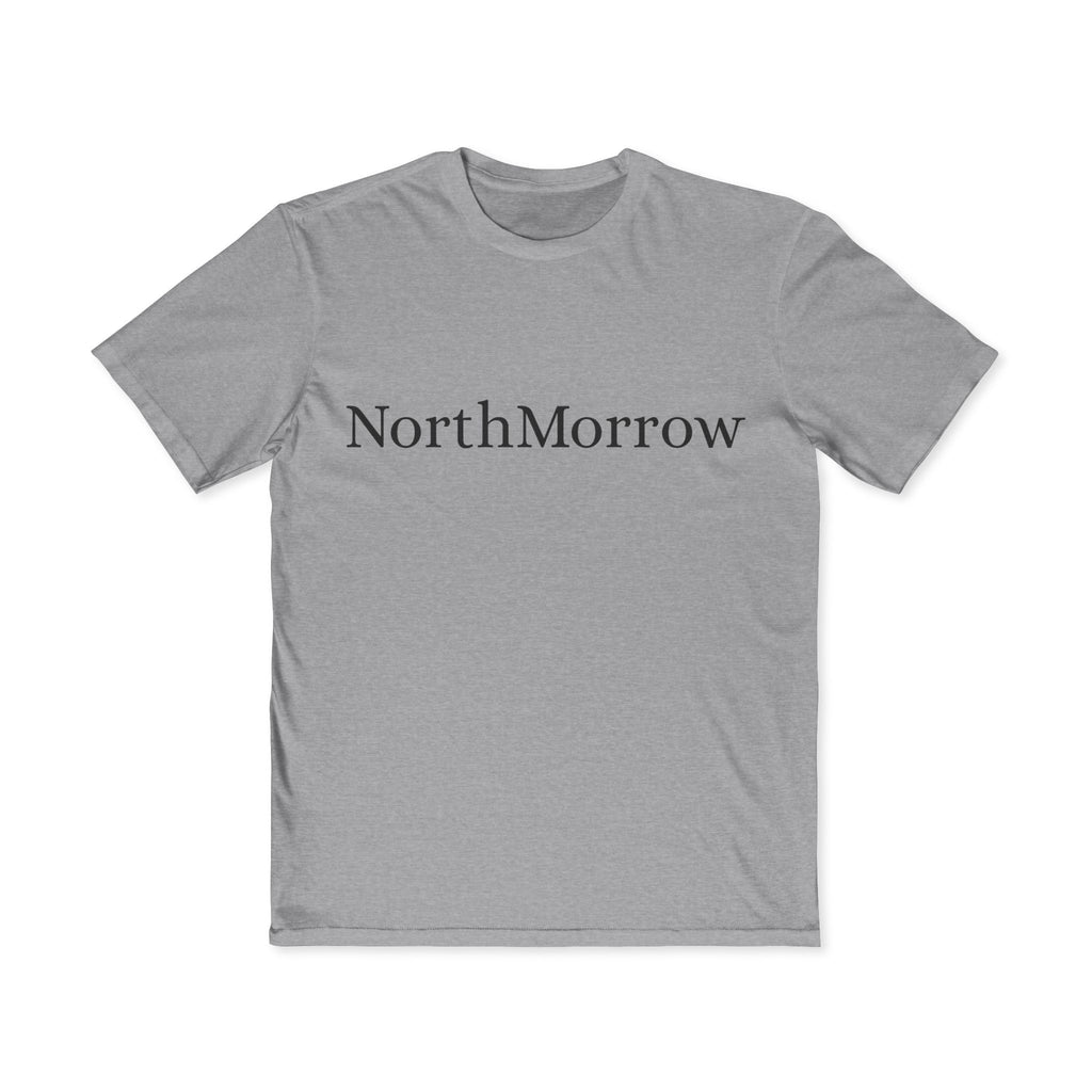 Gray NorthMorrow essential T-shirt with minimalist logo print, modern streetwear tee for everyday wear