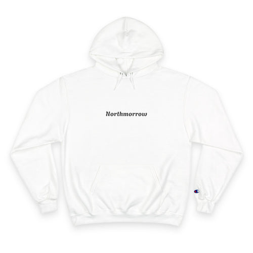 White hoodie with 'Northmorrow'