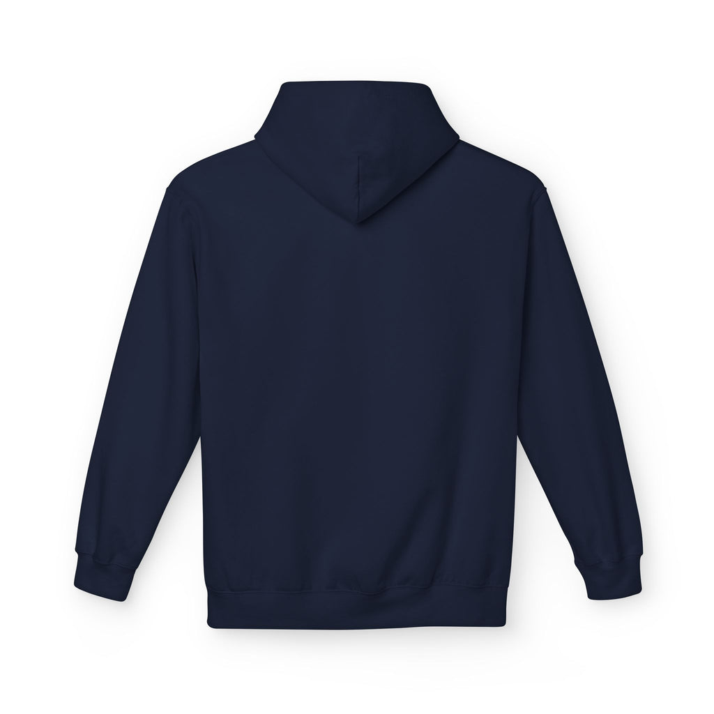 Back view of the navy hoodie