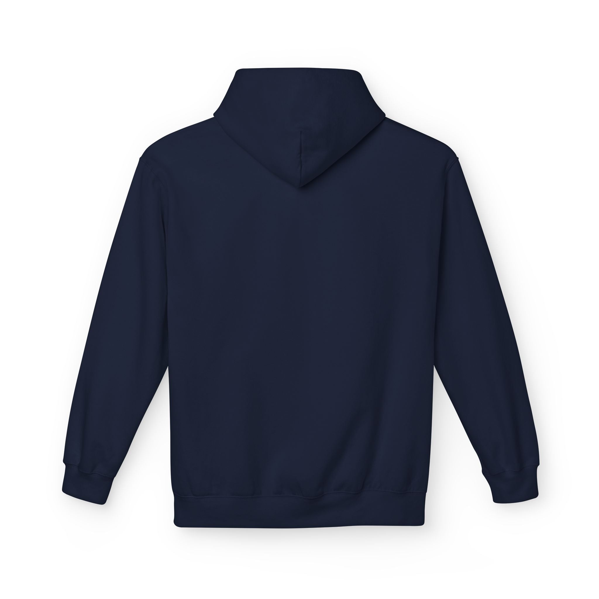 Back view of the navy hoodie