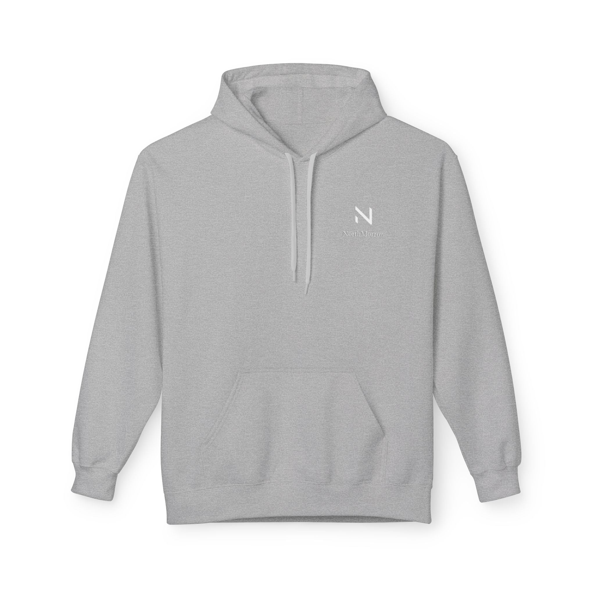 Gray hoodie with a small logo