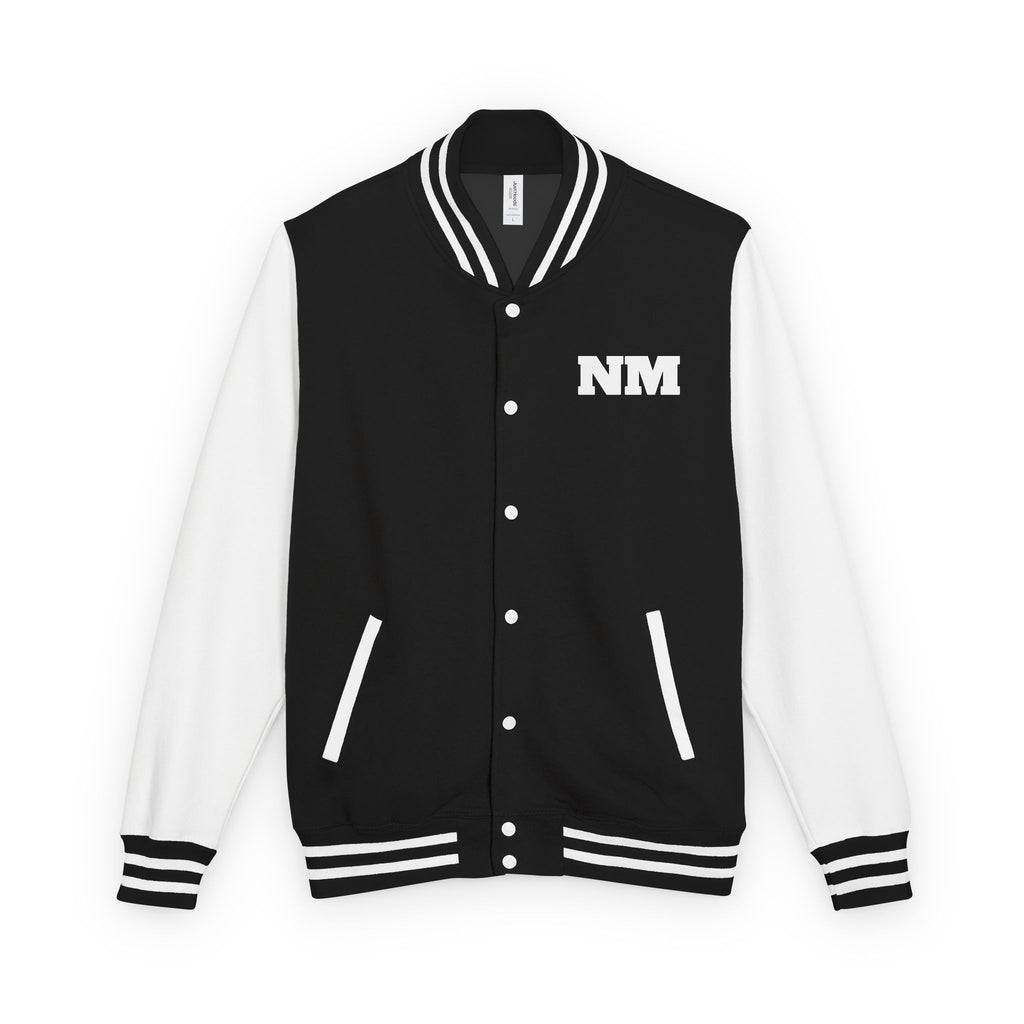 Black and white varsity jacket with embroidered logo NM