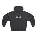 Black hoodie with 'NM' logo