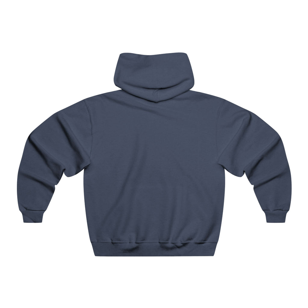 back view of a hoodie with 'NM' logo